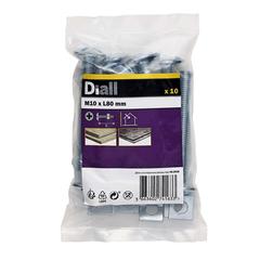 Diall Zinc-Plated Carbon Steel Roofing Square Nut & Bolt Pack (M10 x 80 mm, 10 Pc.)