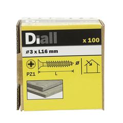 Diall Zinc-Plated Carbon Steel Wood Screw Pack (3 x 16 mm, 100 Pc.)