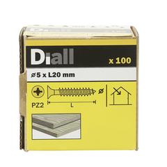Diall Zinc-Plated Carbon Steel Wood Screw Pack (5 x 20 mm, 100 Pc.)