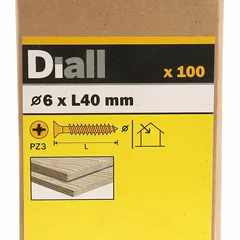 Diall Zinc-Plated Carbon Steel Wood Screw Pack (6 x 40 mm, 100 Pc.)