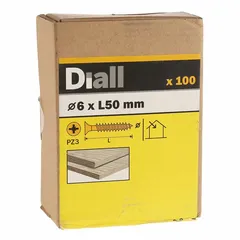 Diall Zinc-Plated Carbon Steel Wood Screw Pack (6 x 50 mm, 100 Pc.)