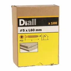 Diall Zinc-Plated Carbon Steel Wood Screw Pack (5 x 60 mm, 100 Pc.)