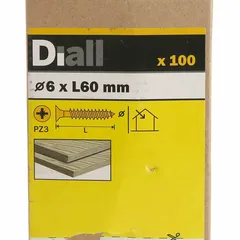 Diall Zinc-Plated Carbon Steel Wood Screw Pack (6 x 60 mm, 100 Pc.)