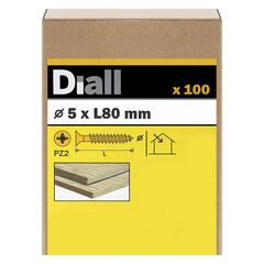 Diall Zinc-Plated Carbon Steel Wood Screw Pack (5 x 80 mm, 100 Pc.)