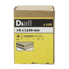 براغي خشب فولاذ كربوني مطلية بالزنك ديال (100 قطعة، 6 × 100 ملم)