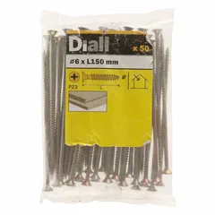 Diall Zinc-Plated Carbon Steel Wood Screw Pack (6 x 150 mm, 50 Pc.)