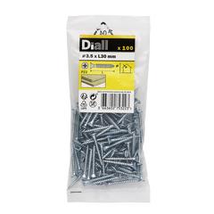 Diall Zinc-Plated Carbon Steel Wood Screw Pack (3.5 x 30 mm, 100 Pc.)