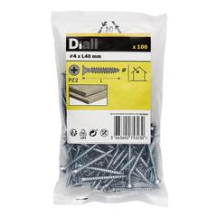 Diall Zinc-Plated Carbon Steel Wood Screw Pack (4 x 40 mm, 100 Pc.)