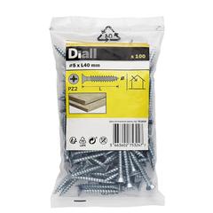 Diall Zinc-Plated Carbon Steel Wood Screw Pack (5 x 40 mm, 100 Pc.)