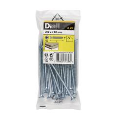 Diall Zinc-Plated Carbon Steel Wood Screw Pack (5 x 90 mm, 20 Pc.)
