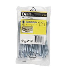 Diall Zinc-Plated Carbon Steel Wood Screw Pack (6 x 100 mm, 20 Pc.)