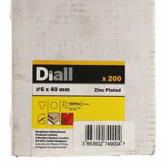 Diall Zinc-Plated Carbon Steel Hex Coach Screw Pack (6 x 40 mm, 200 Pc.)