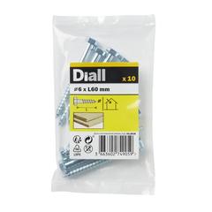 Diall Zinc-Plated Carbon Steel Hex Coach Screw Pack (6 x 60 mm, 10 Pc.)
