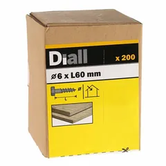 Diall Zinc-Plated Carbon Steel Hex Coach Screw Pack (6 x 60 mm, 200 Pc.)