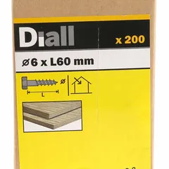 Diall Zinc-Plated Carbon Steel Hex Coach Screw Pack (6 x 60 mm, 200 Pc.)