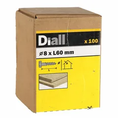 Diall Zinc-Plated Carbon Steel Hex Coach Screw Pack (8 x 60 mm, 100 Pc.)