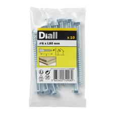 Diall Zinc-Plated Carbon Steel Hex Coach Screw Pack (6 x 80 mm, 10 Pc.)