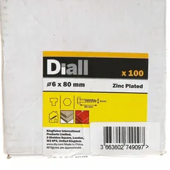 Diall Zinc-Plated Carbon Steel Hex Coach Screw Pack (6 x 80 mm, 100 Pc.)