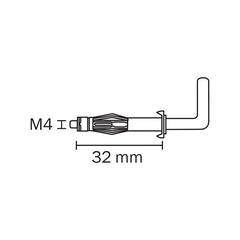 Diall Steel L-Hook Hollow Wall Anchor Pack (M4 x 32 mm, 4 Pc.)