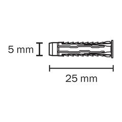 Diall Nylon Universal Wall Plug Pack (25 x 5 mm, 50 Pc.)