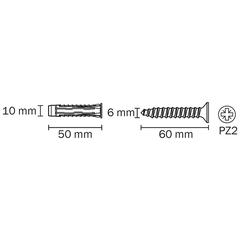 Diall Nylon & Steel Universal Wall Plug & Screw Pack (10 x 50 mm, 30 Pc.)