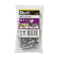 Diall Stainless Steel Hex Nut & Bolt Pack (M8 x 25 mm, 10 Pc.)