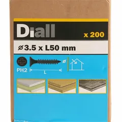 مجموعة براغي عامة فولاذ كربوني ديال (3.5 × 50 ملم، 200 قطعة)