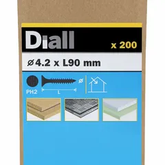Diall Carbon Steel Universal Screw Pack (4.2 x 90 mm, 200 Pc.)