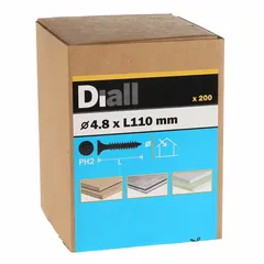 Diall Carbon Steel Universal Screw Pack (4.8 x 110 mm, 200 Pc.)