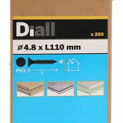 Diall Carbon Steel Universal Screw Pack (4.8 x 110 mm, 200 Pc.)
