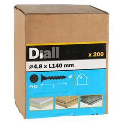 Diall Carbon Steel Fine Plasterboard Screw Pack (140 x 4.8 mm, 200 Pc.)