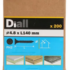 Diall Carbon Steel Fine Plasterboard Screw Pack (140 x 4.8 mm, 200 Pc.)
