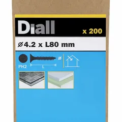 Diall Carbon Steel Fine Plasterboard Screw Pack (80 x 4.2 mm, , 200 Pc.)