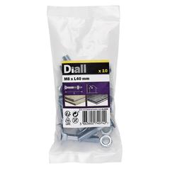 Diall Zinc-Plated Carbon Steel Coach Bolt & Nut Pack (M8 x 40 mm, 10 Pc.)