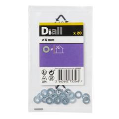 Diall Carbon Steel Medium Flat Washer Pack (M4, 20 Pc.)