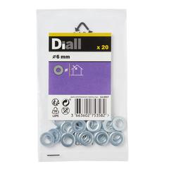 Diall Carbon Steel Medium Flat Washer Pack (M6, 20 Pc.)