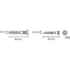 Diall Nylon Countersunk Hammer-In Plug Pack (5 x 30 mm, 20 Pc.)