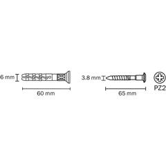 Diall Nylon Countersunk Hammer-In Plug Pack (6 x 60 mm, 20 Pc.)
