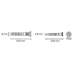 Diall Nylon Countersunk Hammer-In Plug Pack (8 x 100 mm, 10 Pc.)