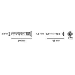 Diall Nylon Countersunk Hammer-In Plug Pack (8 x 60 mm, 10 Pc.)