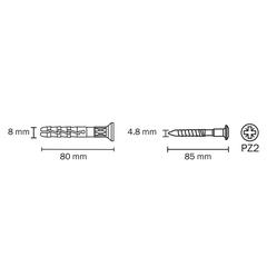 Diall Nylon Countersunk Hammer-In Plug Pack (8 x 80 mm, 10 Pc.)
