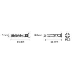 Diall Nylon Mushroom Hammer-In Plug Pack (6 x 80 mm, 20 Pc.)