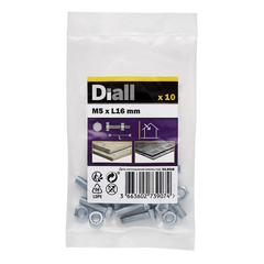 Diall Zinc-Plated Carbon Steel Hex Bolt & Nut Pack (M5 x 16 mm, 10 Pc.)