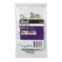 Diall Zinc-Plated Carbon Steel Hex Bolt & Nut Pack (M8 x 50 mm, 10 Pc.)