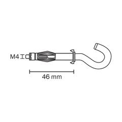 Diall Steel L-Hook Hollow Wall Anchor Pack (M4 x 46 mm, 4 Pc.)