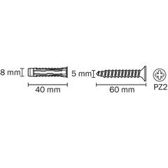 Diall Nylon & Steel Universal Wall Plug & Screw Pack (8 x 40 mm, 30 Pc.)