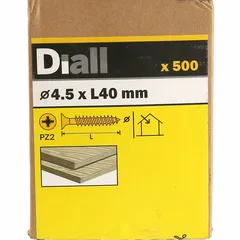Diall Carbon Steel Wood Screw Pack (4.5 x 40 mm, 500 Pc.)