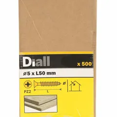 Diall Carbon Steel Wood Screw Pack (5 x 50 mm, 500 Pc.)