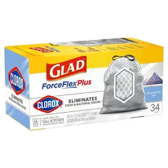 Glad Force Flex Polyethylene Resin Tall Kitchen Bag Pack (Mountain Air 34 Pc.)