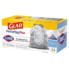 Glad Force Flex Polyethylene Resin Tall Kitchen Bag Pack (Mountain Air 34 Pc.)